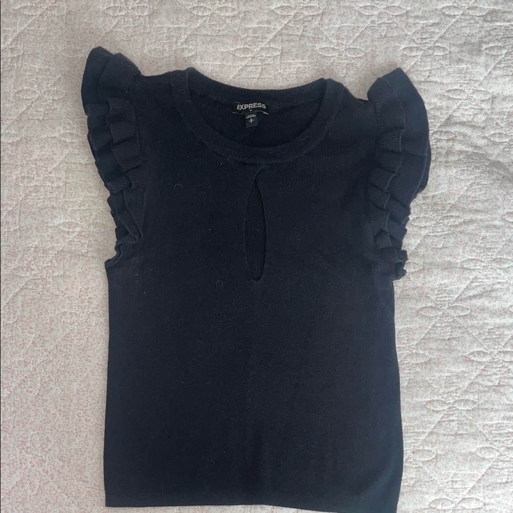 Express Black Ruffle Sleeve Blouse